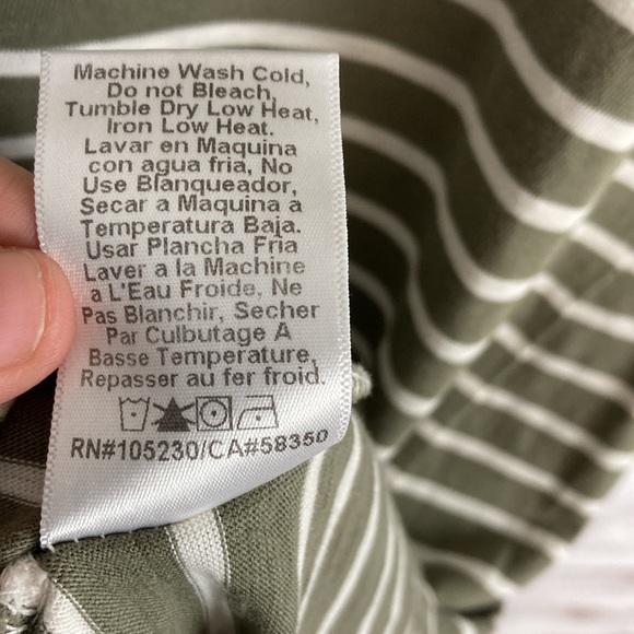 Current/Elliott The 3/4 Sleeve Tee Dress in Army Green Stripe - Size 3 - Picture 9 of 11